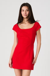 FRENCH CONNECTION AZRA TWILL CAP SLEEVE MINI DRESS